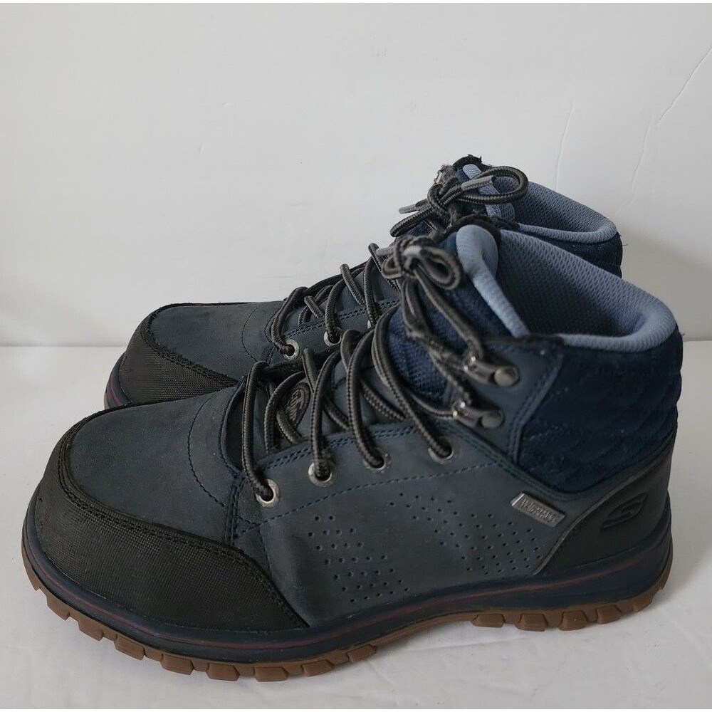 SKECHERS WORK WOMENS BOOT US 6.5 MCCOLL NAVY BLUE BLACK 108004 EH COMP TOE